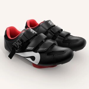 Peloton Cycling Shoes Black White Red Size 39 (US 8) w/ Delta Cleats